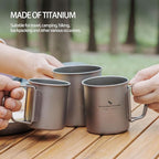 iBasingo 450ml Titanium Mug with Lid Tea Coffee Water Cup Outdoor Camping Pot Ultra-light Portable Hiking Backpacking Cooking Kit Picnic Tableware Drinkware with Foldable Handle Ti3035D