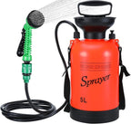 Finderomend Portable Shower for Camping with 7 Spray Modes, Hand Press Camping Shower with Removable Hose and Shower Head,Pressure Rinse Kits for Hiking Traveling Garden Beach Pet Shower