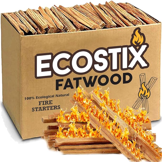 EasyGoProducts Eco-Stix Fatwood Fire Starter Kindling Firewood Sticks 100% Organic Firestarter for Wood Stoves, Fireplaces, Campfires, Bonfires - 02 Pounds
