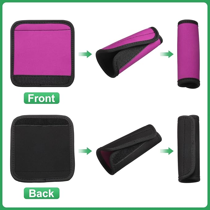 uxcell 3 Pcs Luggage Handle Wrap for Suitcase, Neoprene Handbag Grip Cover Protector Luggage Identifiers Suitcase Handle Wraps for Luggage Shopping Bag Travel Bags, Rose Red