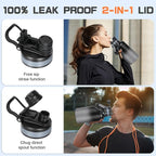 Insulated Water Bottle 64 oz, Half Gallon Water Jug Cold 48H, BPA Free Stainless Steel Bottles with Straw/Chug 2-in-1 Lid, Bag, Paracord Handle, Silicone Boot, Sports Gym School Metal Flask