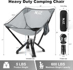 Folding Camping Chairs - 600 LBS Capacity Heavy Duty Camping Chair, Compact Folding Chair with Quick Setup & Carry Bag - Portable Camp Chair for Travel, Sports, Lawn, Beach - Silver