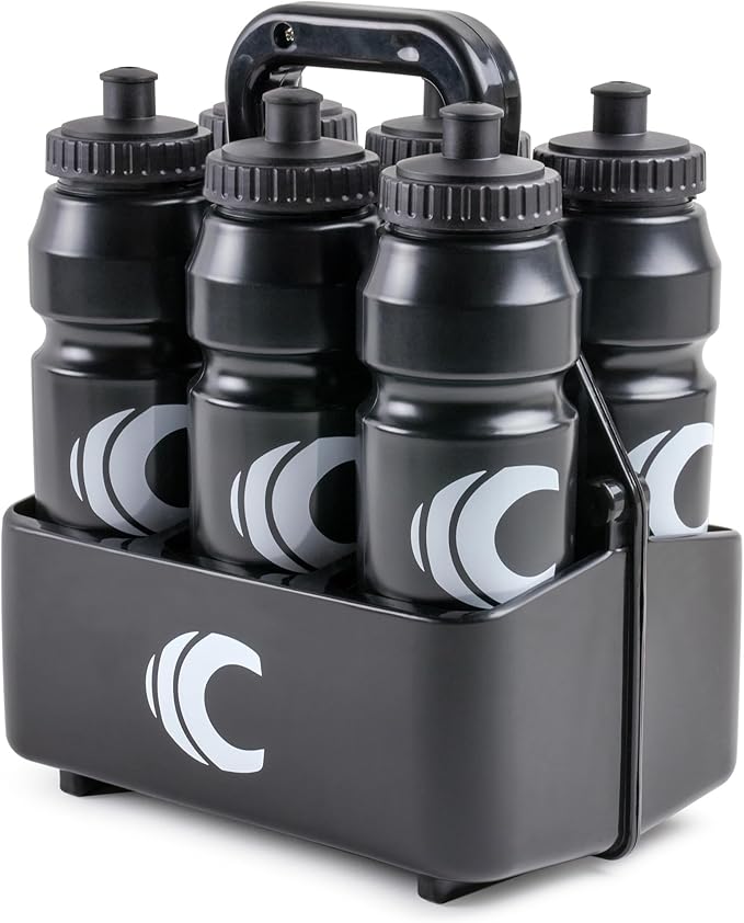 Cannon Sports 1 Liter Sports Water Bottle, BPA-Free, 34 Oz Capacity, Large Mouth, 2 lids (Straw and Squeeze) with Carrier, Great For Helmet Sports Such As Hockey, Lacrosse, Football, Boxing (Black)