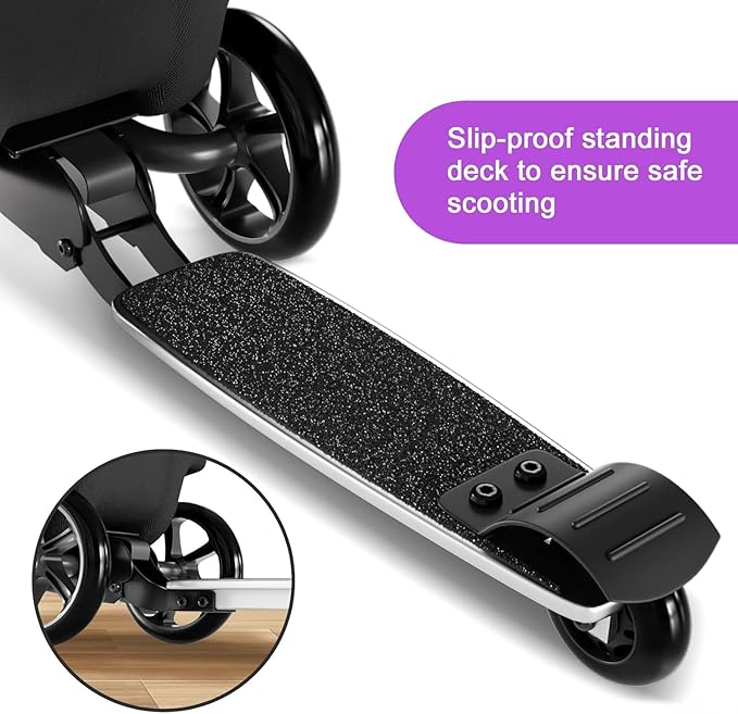 Baotree Scooter Suitcase for Kids, 2 in 1 Ride-on Luggage with Flash PU Wheels, Adjustable Handle & TPR Non-Slip Grip, Foldable & Lightweight, Ages 5-12