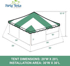 Party Tents Direct 20'x20' Weekender Standard Canopy Pole Tent - Easy Up Canopy Tent with 80 Person Capacity - Outdoor Canopies for Parties, Weddings, & Events (Green/White Top)
