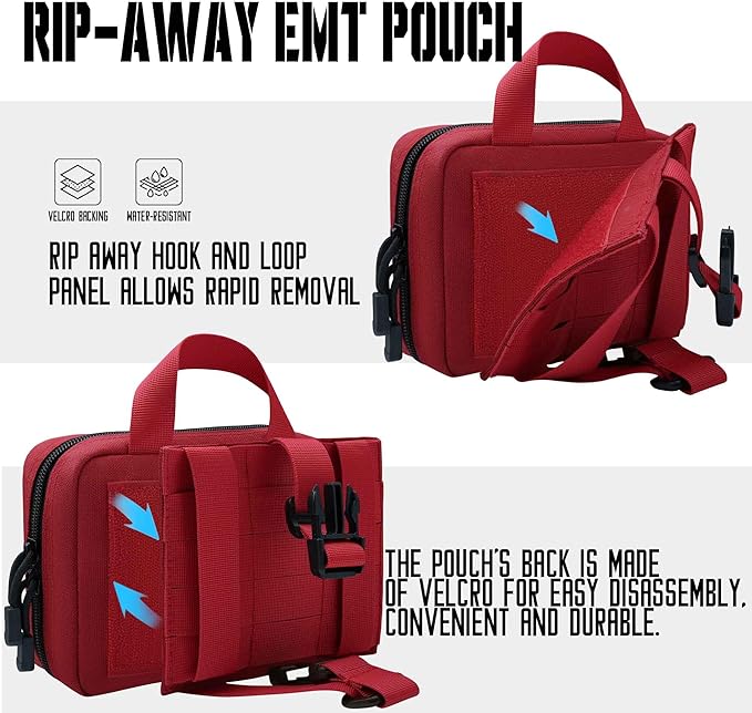 Upgrade Molle Rip Away Ifak Pouch, Tactical Small Belt First Aid Pouch Medical Utility EMT Pouch Only