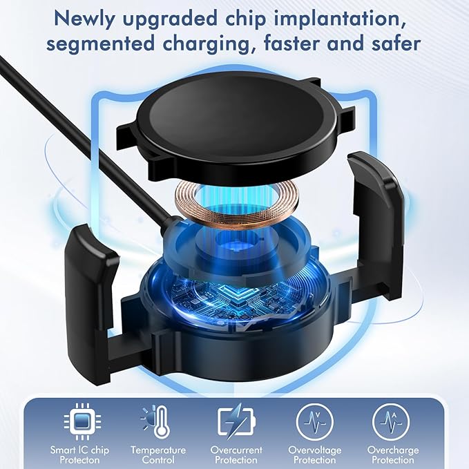 Clip on Galaxy Watch Charger, Suitable for Samsung Galaxy Watch 8/8 Classic/7/Ultra/6/6 Classic/5 Pro/5/4/4 Classic/3 Active2/1, Replace Samsung smartwatch Fast Charging Cable(4FT)