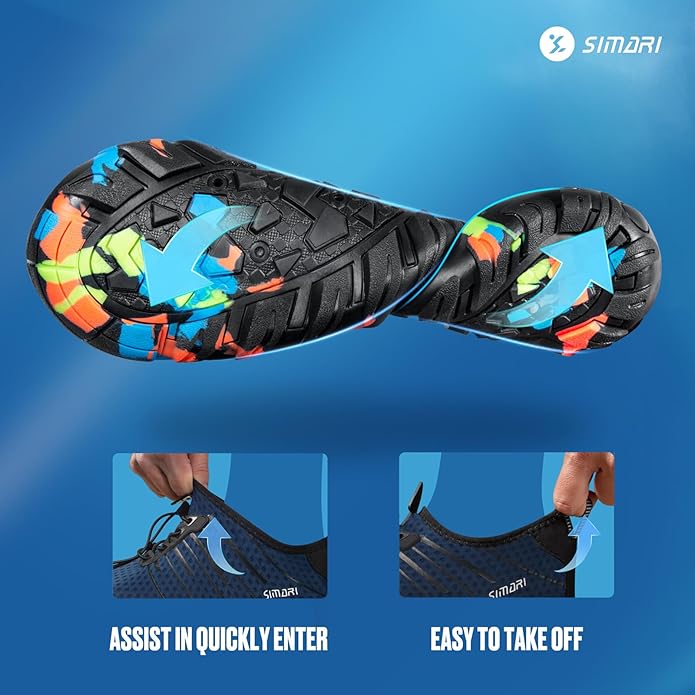 SIMARI Water Shoes for Women Men - Barefoot Quick-Dry Aqua Socks | Lightweight Swim Shoes for Surfing, Swimming, Beach Sports, Kayaking, Diving | Non-Slip Design