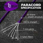 TECEUM 5/32" Paracord Rope 1000 – 1000ft / 200ft / 100ft / 50ft – Tactical Parachute Cord 4mm – 45+ Colors – Nylon String for Survival & Camping Gear – Stripe Cord for Survival – Utility Rope