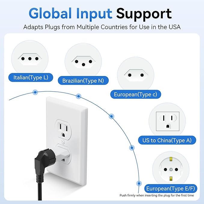 European to American Outlet Plug Adapter, Unidapt EU Europe to US USA Travel Adapter Plug Power Converter, EU/Asia/AU/Italy to U.S Canada Outlets Wall Plug Adapters Type A (6-Pack, White)