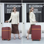 Kono Expandable 28 Inch Large Checked Luggage: ABS+PC Hardside Trolley Travel Case - Hard Shell Suitcase with TSA Lock, Burgundy