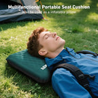 Inflatable Seat Cushion, Self Inflating Memory Foam Stadium Seat Cushion Lightweight Camping Chair Pad Airplane Cushion for Long Flights Outdoor Travel Bleacher Office Car Backpacking (Blue)