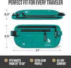 VENTURE 4TH Money Belt for Travel – Slim Hidden Under-Clothes RFID Blocking Anti-Theft Passport Holder & Travel Wallet Pouch for Men & Women to Protect Cash, Cards & Documents (Turquoise)