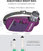 WATERFLY Fanny Pack Waist Bag: Hiking Water Bottle Holder with Strap Waist Pack for Women Men Hydration Hip Packs for Running Walking Traveling-Dark Purple