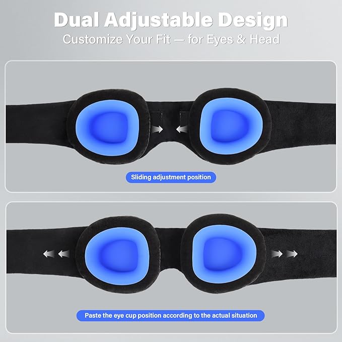 Sleep Mask for Dry Eyes – 100% Blackout Eye Mask & Moisture Goggles – Adjustable Hydrating Sleeping Mask for Men & Women, Soft & Comfortable – Great for Travel & Shift Work, Gray