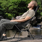 Upgraded Camping Chair, Oversized High Back Low Beach Chair, Lightweight Folding Backpacking Portable Compact Picnic Chair, Black