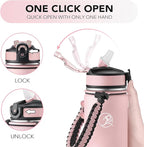 GOSWAG Insulated Sports Water Bottle, 24oz 2 Lids(with Straw/No Straw), Stainless Steel Water Bottles with Paracord Handle, Insulated Bottle with Double-Wall Vacuum Insulation