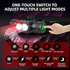 LED Headlamp Rechargeable Flashlight, 180°Wide Beam Red and White Light Head Lamp, 6 Modes Headlight, Lightweight and Waterproof Headlamps, Hiking, Camping, Outdoors, Work- Adults and Kids(H25B)