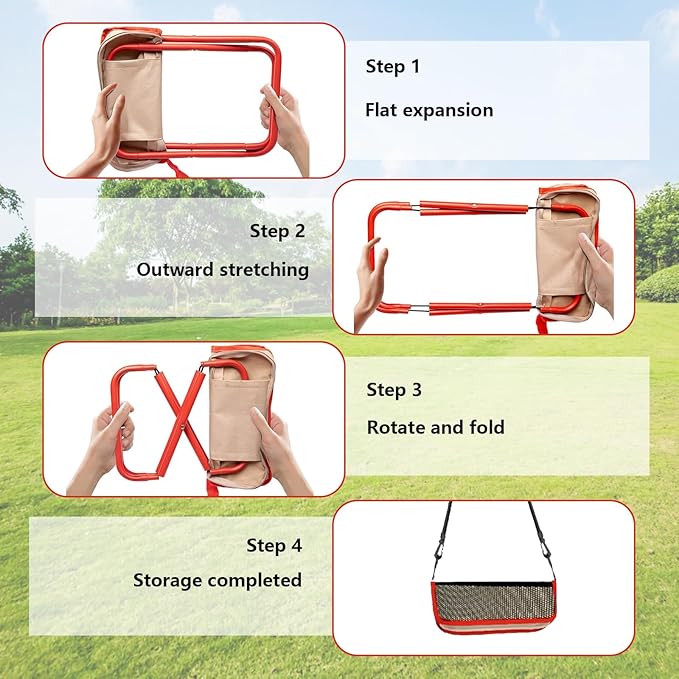 Mini Easy Carry Outdoor Chair Mountaineering and Hiking, New Lightweight Portable Stool with Carrying Bag, Pocket Chair for Gardening and Beach Hiking Fishing,Foot Stool to 330lb