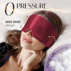 Silk Sleep Mask Soft Pressureless: 100% Mulberry Silk for Eye Skin Anti Wrinkles, Large Size for Total Blackout, Adjustable Wide Velcro Ear Cover, Burgundy