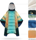 Camping Blanket, Poncho Wearable Hoodie Blankets Outdoor Waterproof Windproof