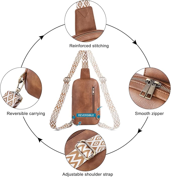 CLUCI Crossbody Bags for Women Men,Leather Sling Bag Cross Body Backpack for Woman Gifts for Women Birthday Unique