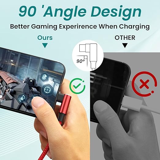 Travel Vacation Essentials Multi Charging Cable, Right Angle 4 in 1 Charging Cable, Long Phone Charger Cords with IP/Type C/Type C/Micro Port, Compatible with Most Cell Phones and More （1Pack 5FT）
