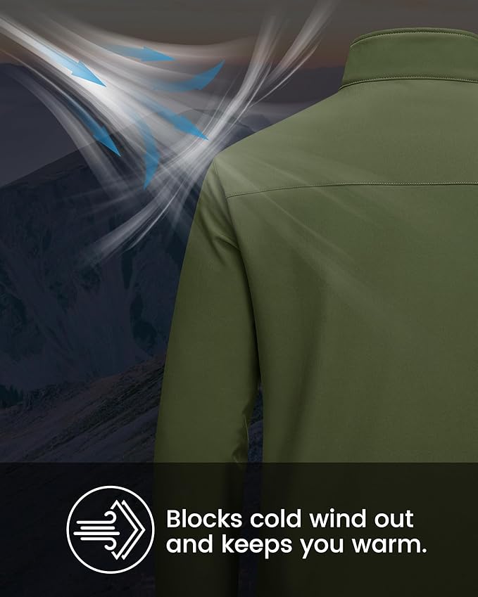 MAGCOMSEN Men's Fleece Lined Softshell Jacket Waterproof Windbreaker Rain Jacket for Tactical Hiking