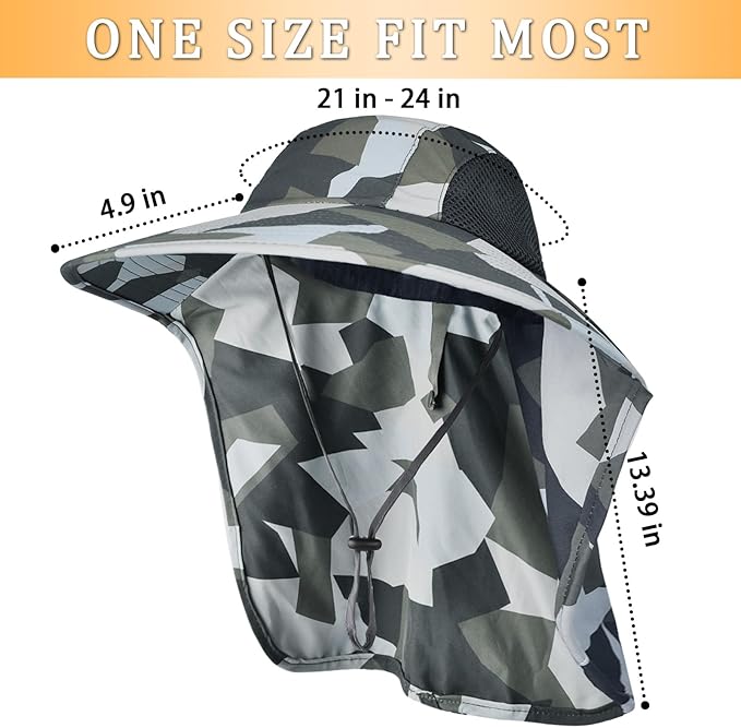 Sun Hat for Men Women with Neck Flap,UPF 50+ UV Protective Hiking Fishing Hats,Wide Brim Sun Hat for Women&Men