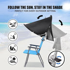 XL Universal Chair Canopy Umbrella, UPF 50+ Foldable Sun Shade Attachment with Adjustable Clamp, Fits Most Brands’ Beach, Camping, Lawn, Tanning, Zero Gravity, Lounge & Fishing Chairs
