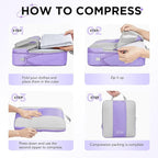 10 Set Compression Packing Cubes for Travel Essentials,Compressible Expandable Packing Cubes for Suitcase,OlarHike Luggage Organizer Bags for Travel,Handy Helper for Organizing Clothes(Light Purple)