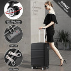 Kono 24 Inch Luggage Suitcase Lightweight with Spinner Wheels TSA Lock Hardside Medium Checked Luggage Durable Rolling Suitcase Black