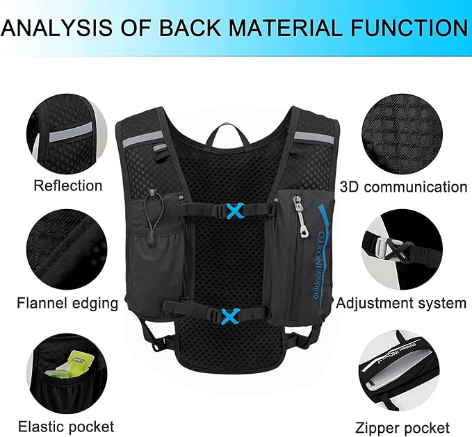 INOXTO Running Hydration Vest Backpack,Lightweight Insulated Pack with 1.5L Water Bladder Bag Daypack for Hiking Trail Running Cycling Race Marathon for Women Men