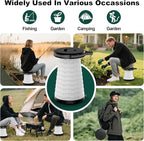 LED Light Up Camping Stool - 450lbs Weight Capacity & Adjustable Height (10 Levels), Compact Folding Chair Stool for Fishing, Hiking, Stadium, Outdoor Events