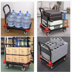 Folding Hand Truck, Platform Cart, Flatbed n with Swivel Wheels, Versatile Moving Trolley for Office and Home Use