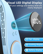 Personal Cooling Device,Portable Neck Fan,Bladless Easy Breezy Hands Free Neck Cooler,Long Lasting Power Unit AC,Light Weight Individual Shoulder Headband for Traveling Camping Outside Walking Blue