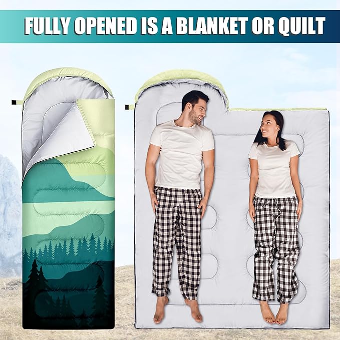 Sleeping Bags for Adults, 3 Seasons Warm Cold Weather Lightweight Waterproof Backpacking Camping Sleeping Bag for Camping Hiking Traveling Outdoor, Camping Gear Equipment