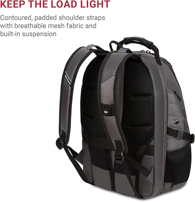 SwissGear 1900 ScanSmart 17” Laptop Backpack Stingray Ballistic – Reflective Tech Backpack with ScanSmart Compartment – Multiple Organizer Pockets & RFID Scan Blocking Technology