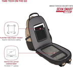 SwissGear 1900 ScanSmart 17” Laptop Backpack Brown– Reflective Tech Backpack with ScanSmart Compartment – Multiple Organizer Pockets & RFID Scan Blocking Technology