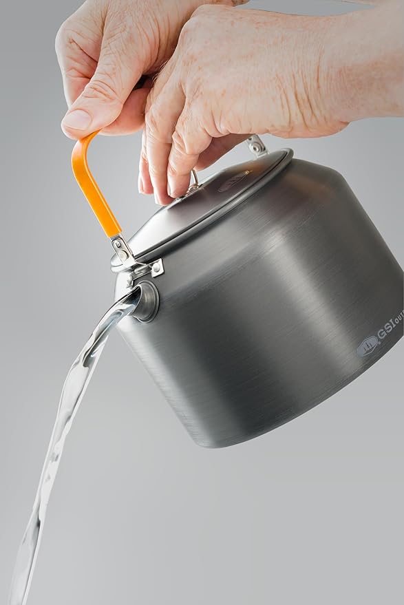 GSI Outdoors Halulite Tea Kettle, Ultralight Aluminum Camping Kettle, Durable, Fast-Boil for Backpacking, Hiking & Outdoor Cooking - 1.8 Liters