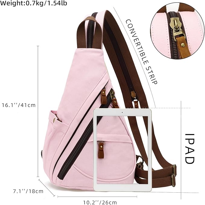 KL928 Canvas Sling Bag - Small Crossbody Backpack Shoulder Casual Daypack Rucksack for Men Women(Large Version)