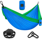 Grassman Camping Hammock Double & Single Portable Hammock with Tree Straps, Lightweight Nylon Parachute Hammocks Camping Accessories Gear for Indoor Outdoor Backpacking, Travel, Hiking, Beach