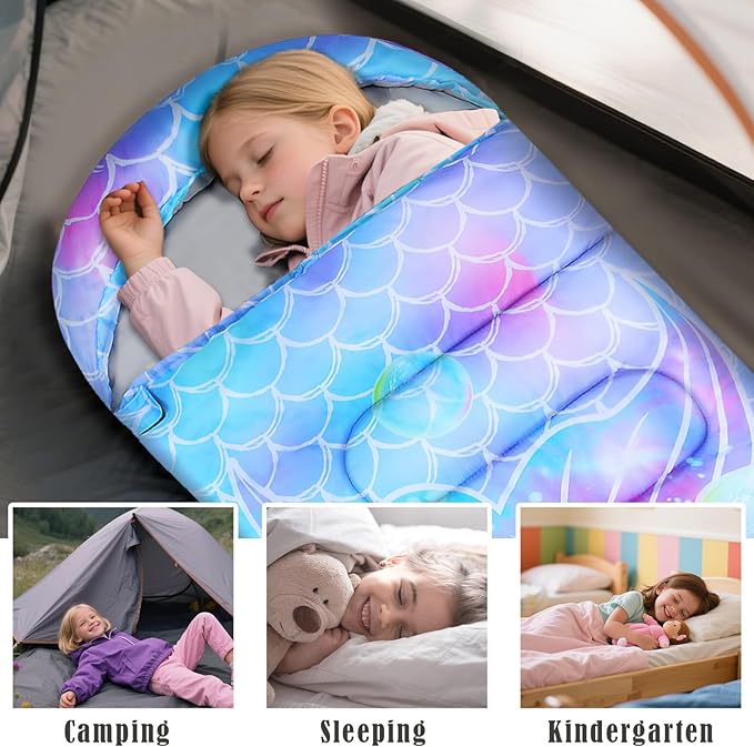 Camping Sleeping Bag for Kids Girls Boys,3 Season Warm Sleeping Bag Waterproof Portable for Outdoors Traveling,Camping