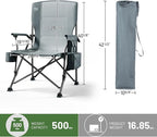 TIMBER RIDGE Oversized Folding Camping Chair High Back Heavy Duty for Adults Support up to 500lbs with Cup Holder, Side Pocket Cooler Bag 2 Pack