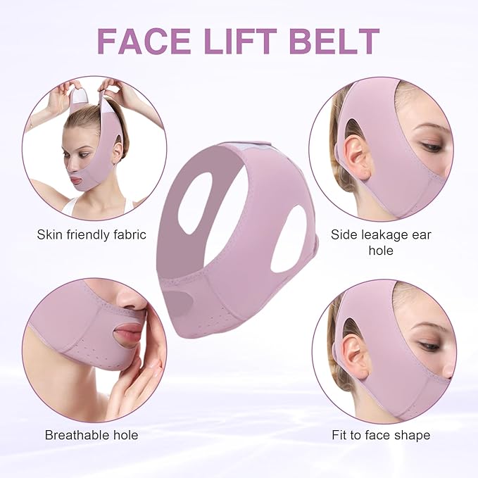 Anti-Snoring Chin Support for Better Sleep，Face Lifting Strap for Sleeping & Snoring Relief, Chin Strap for Double Chin Reduction & Jawline Contouring, Adjustable Breathable V-Line Shaping Belt