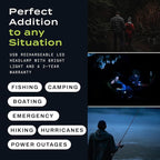 USB Rechargeable LED Headlamp Flashlight, Waterproof Headlight for Camping, Running, Hiking, Fishing, 7 Modes, Night Vision, Motion Sensor & White Spotlight