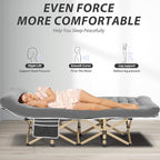 Folding Camping Cot for Sleeping, Portable Cots for Adults, Heavy Duty Cot Bed 550LBS(Max Load), Extra Wider Cots with Large Pocket for Outdoor, Office, Beach