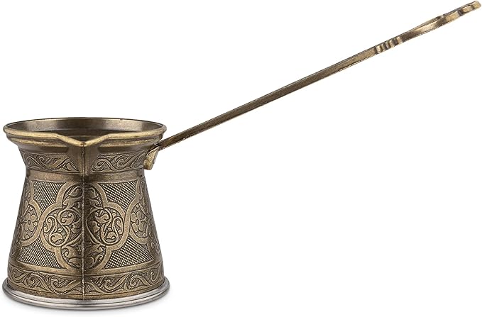 Alisveristime Authentic Turkish Coffee Pot, Handmade Cezve/Ibrik, 2.75-Inch Width, 2.75-Inch Height - 6.76 Ounce Enhance Your Coffee Experience Now! (2 Cup) (Antique Green)