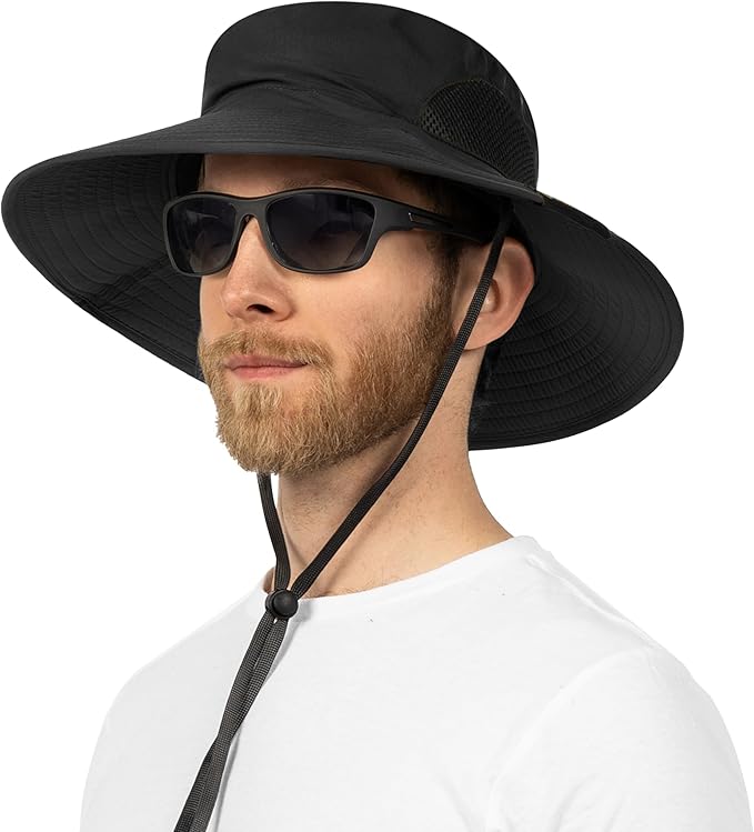 SUN CUBE Wide Brim Sun Hat Men Women, Fishing Hats Sun UV Protection, Mens Hiking Bucket Hat Safari Beach Boonie, UPF 50+