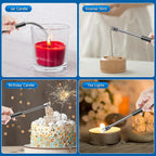 2 Pack Electric Candle Lighter Flameless Arc Windproof Flexible Long Neck USB Rechargeable Lighter Matches for BBQ Grill Fireworks Camping.(Black)